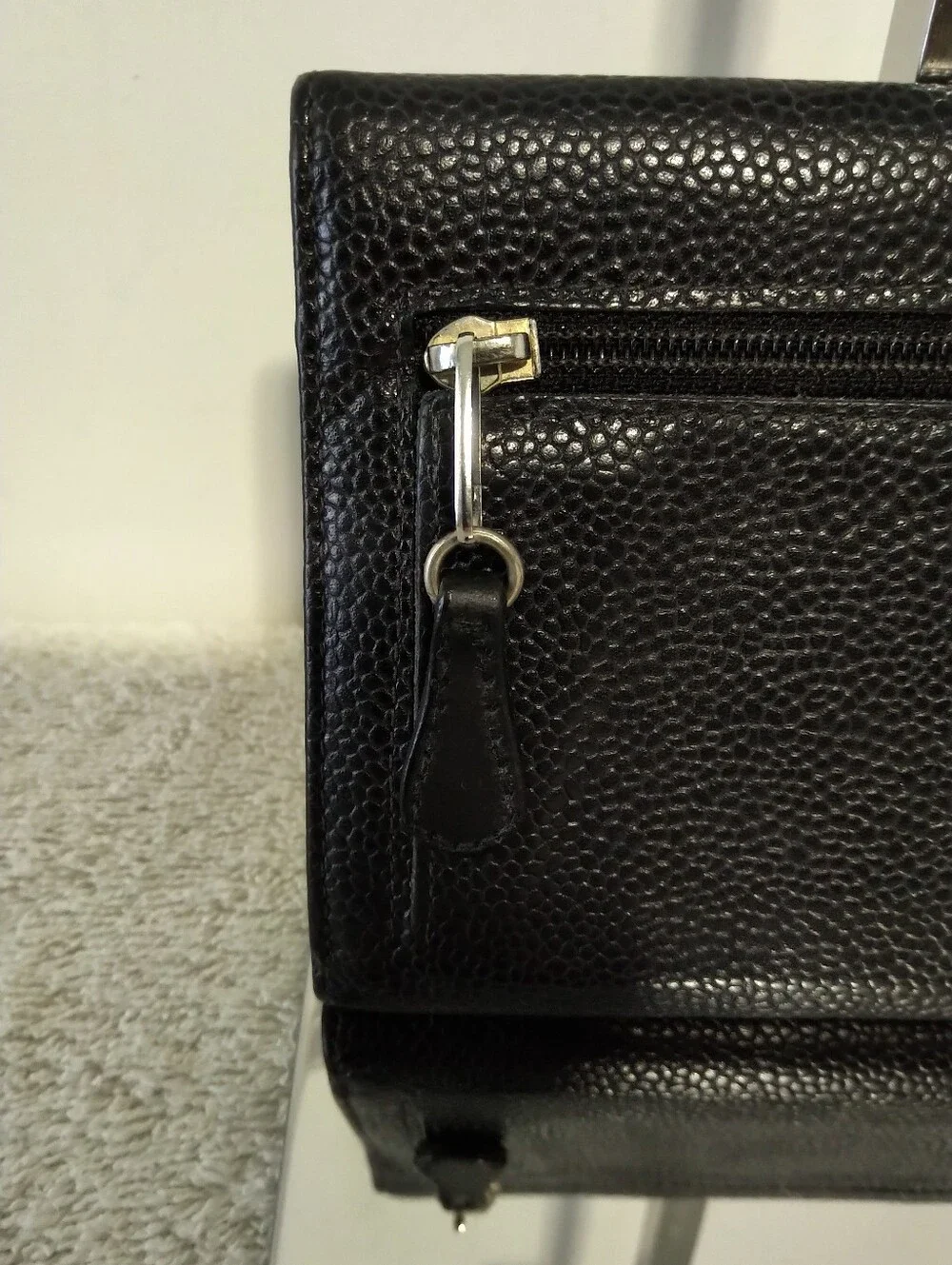 Authentic CHANEL Vintage Black Caviar Leather Wallet